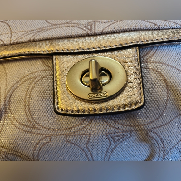Coach Penelope Canvas Signature Metallic Gold / Beige Adjustable Shoulder Strap - Picture 6 of 13